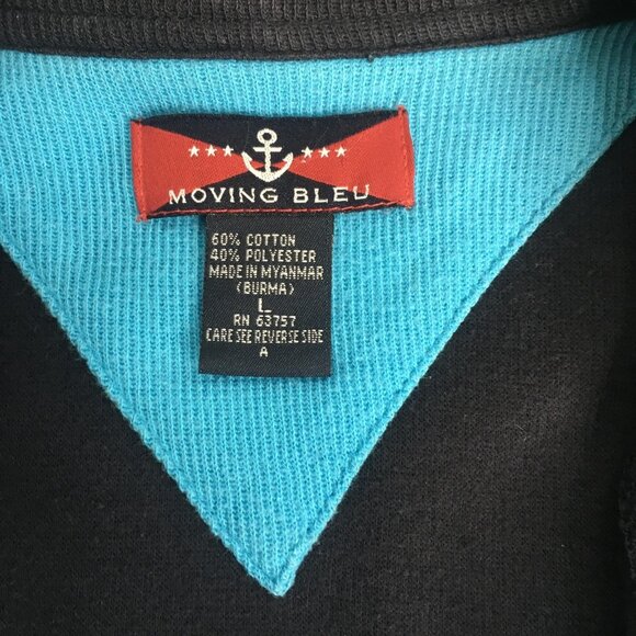 Nautical Moving Bleu Sweater Women Large Navy Blue Full Zip Embroidered Cardigan - Picture 2 of 16